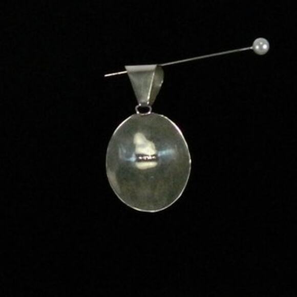 Large Vintage Sodalite Pendant Stamped Sterling - Picture 5 of 7